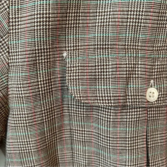 Vintage 80's Ralph Lauren Brown Cotton Wool Plaid Blouse with Darts Equestrian - Picture 10 of 11